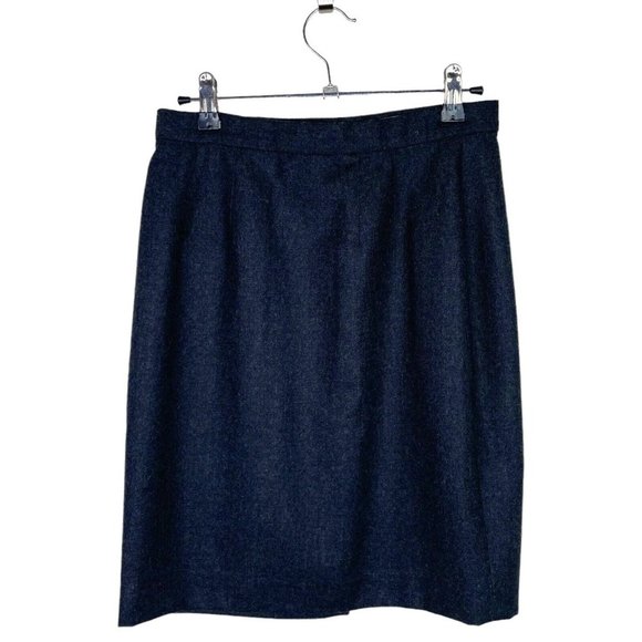 A Line Anne Klein Size 6 Knit Pencil Skirt Dark Gray Wool Lined Pleated Career - Picture 1 of 8